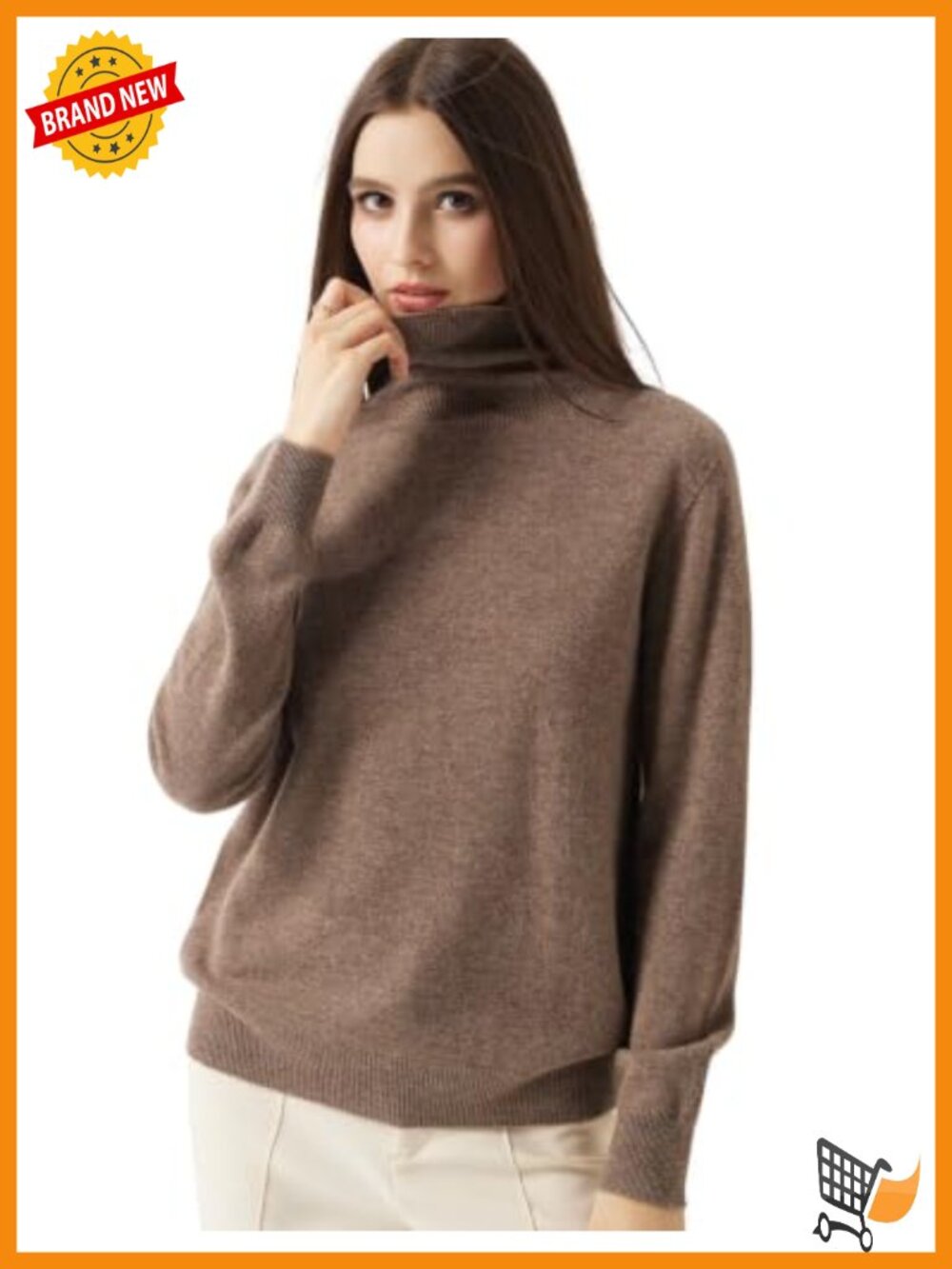Cashmere Merino Wool Turtleneck Knit Sweater Pullover